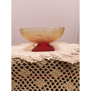 Vintage Jeannette glass candy/nut dish Amberina‎